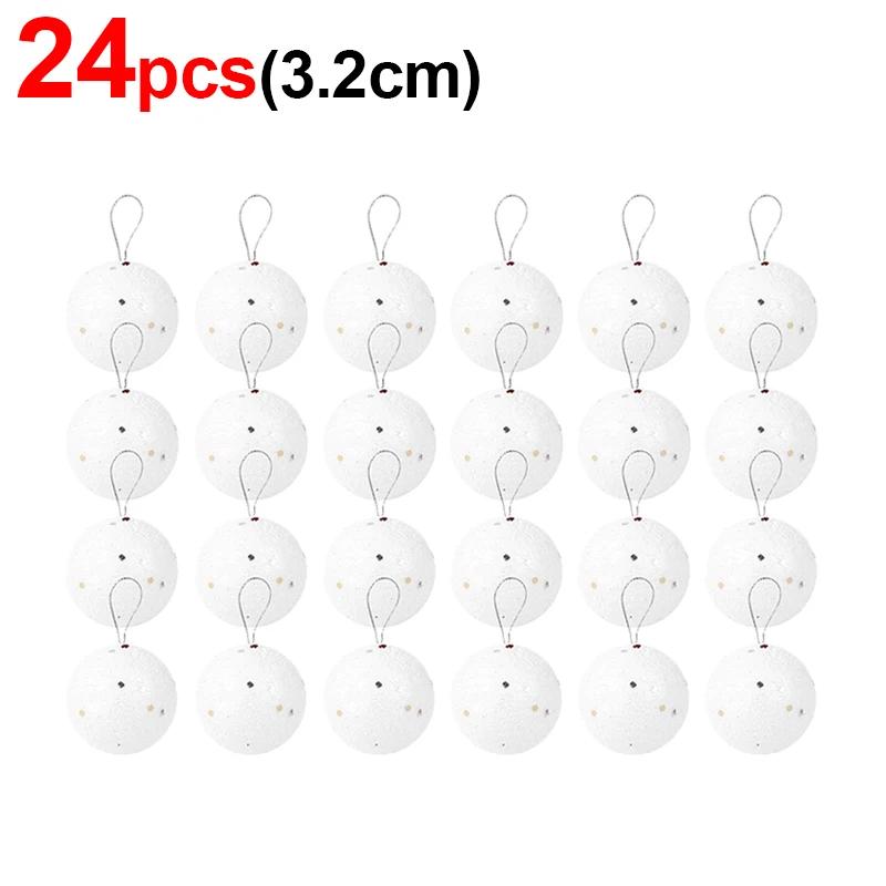 24/6 шт. белых пенопластовых рождественских шаров, подвесная подвеска для елки 4/6/8 см, снежные украшения для новогодней свадебной вечеринки, украшения для дома