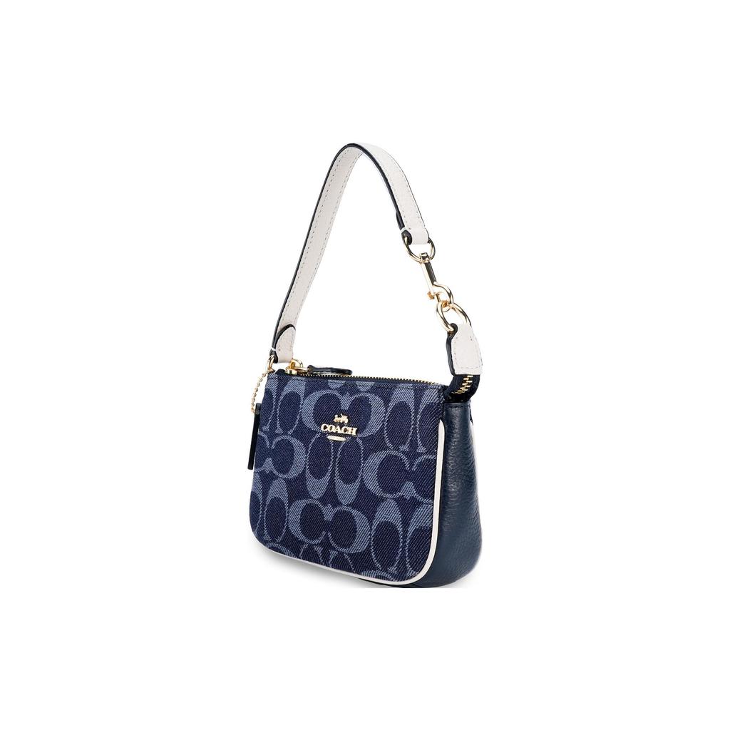 Coach Nolita 15 Застежка-молния Ткань с принтом-монограммой Кожаная Мини-сумка Женская сумка Джинсово-синий C3334-IMDEI