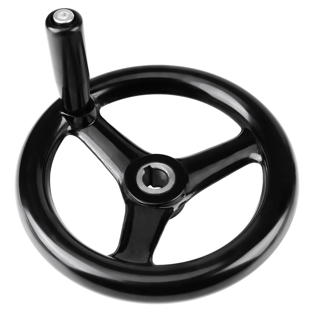 1 шт. Черный 3-спицевый пластиковый маховик с вращающейся ручкой для фрезерного станка