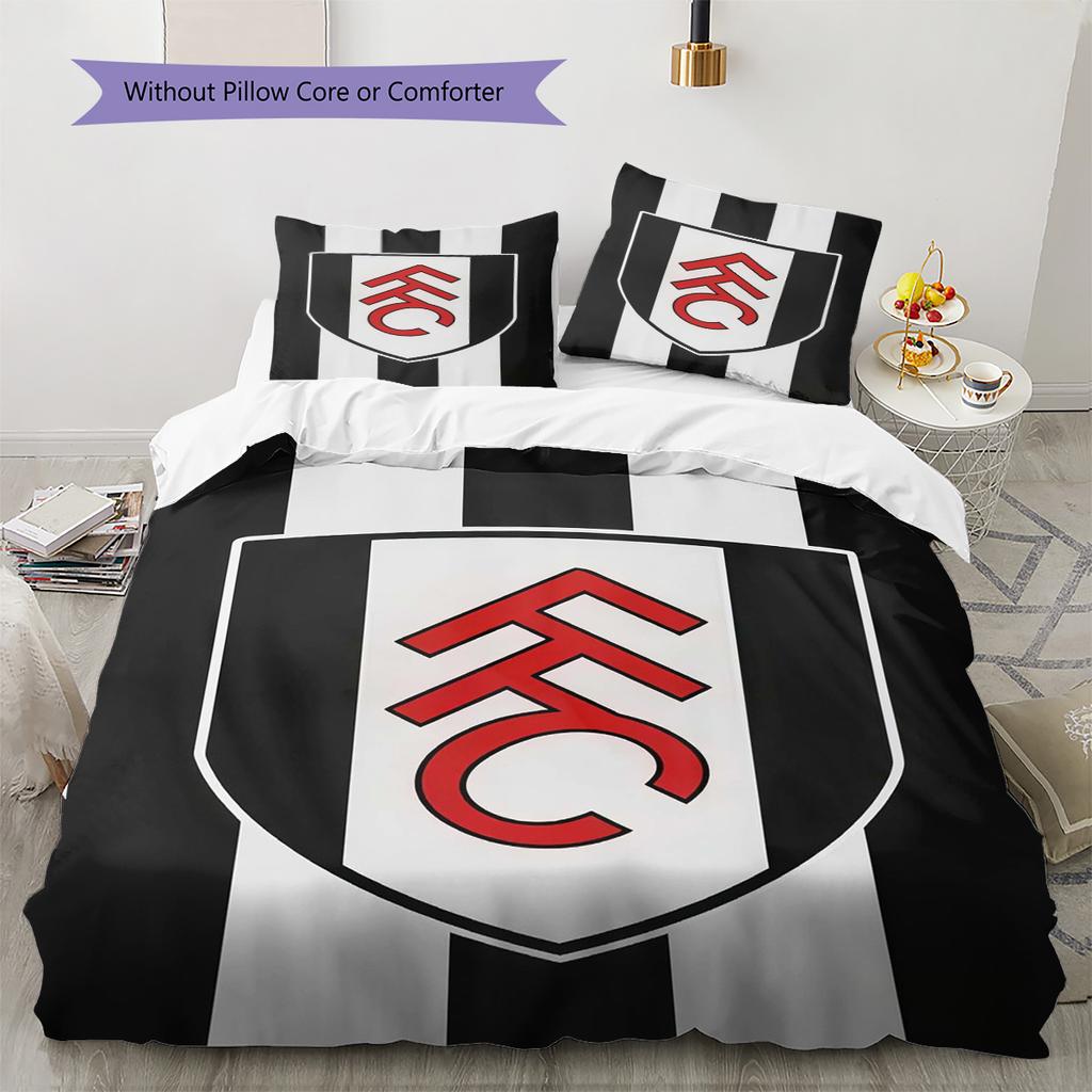 Fulham F.C Pattern Bedding Quilt Set Quilt Cover Pillowcase Home Decoration Birthday Gift (1 * duvet cover + 2 * pillowcase, without core)