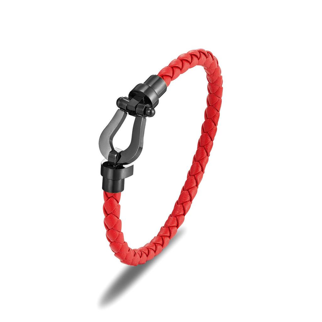 «Браслет из позолоченной титановой стали с пряжкой в форме подковы, U-образный дизайн из нержавеющей стали, плетеный, для мужчин и женщин, парный аксессуар своими руками»