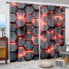 2 шт. Абстрактная красная шестиугольная текстура с принтом штор для домашнего декора - Карманная штора для спальни, офиса, кухни