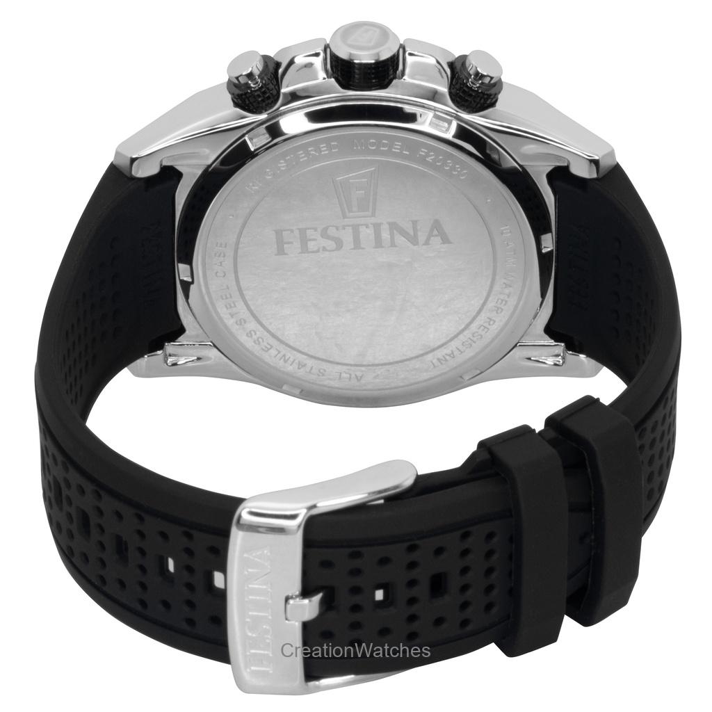 FESTINA The Originals Chronograph Rubber Strap Green Dial Quartz F20330-B 100M Men's Watch