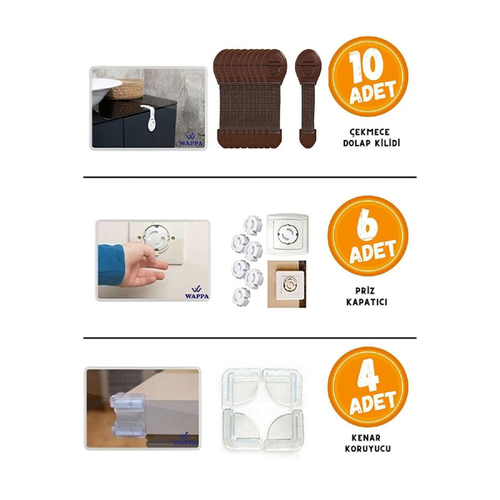 Комплект безопасности для детской безопасности, 10 замков для ящиков, 4 угловых защиты, 6 защитных розеток