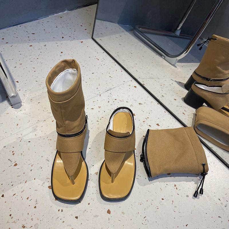 Internet Celebrities Toe Roman Style High-heeled Sandals Women's 2025 New Summer Two Wear Open-toed Thick Heel Cool Boots Temperament Women's Shoes