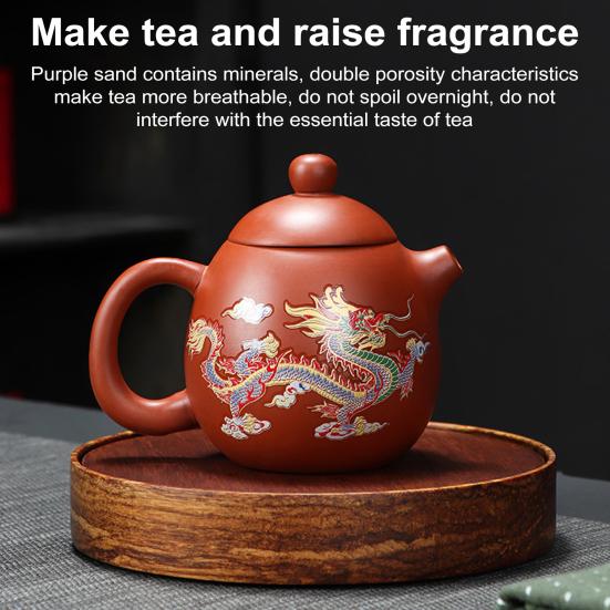 Чайный сервиз Цзыша ручной работы Дракон и Феникс, меняющий цвет фиолетовый глиняный чайник, чайный горшок кунг-фу, мастерство изготовления, волшебный чайник, подарок для любителя чая