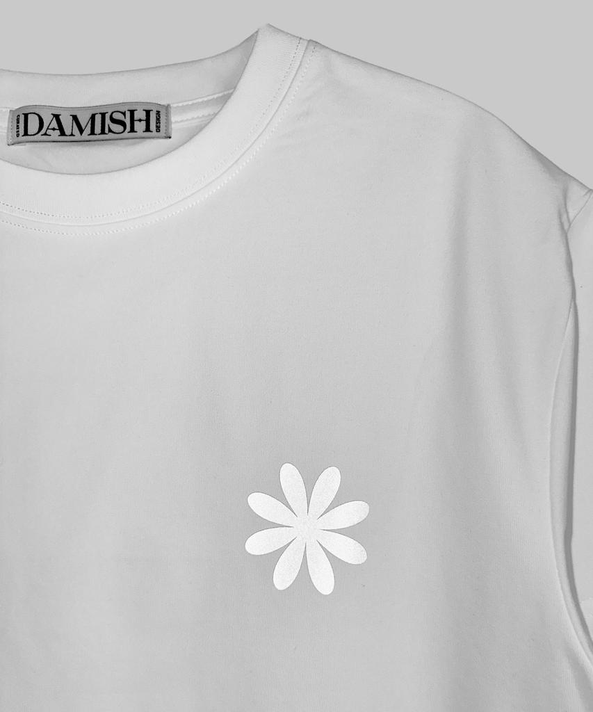 Укороченная футболка Damiswi со светоотражающимsignature D-логотипом_Белая