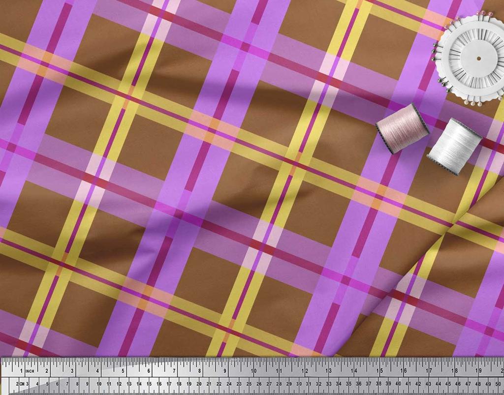 Soimoi Ткань японский креп-сатин в клетку с принтом в клетку швейная ткань метр 42 дюйма