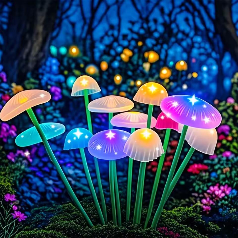 Светодиодные медузы/грибы со сменой цвета на солнечных батареях для декора сада на открытом воздухе