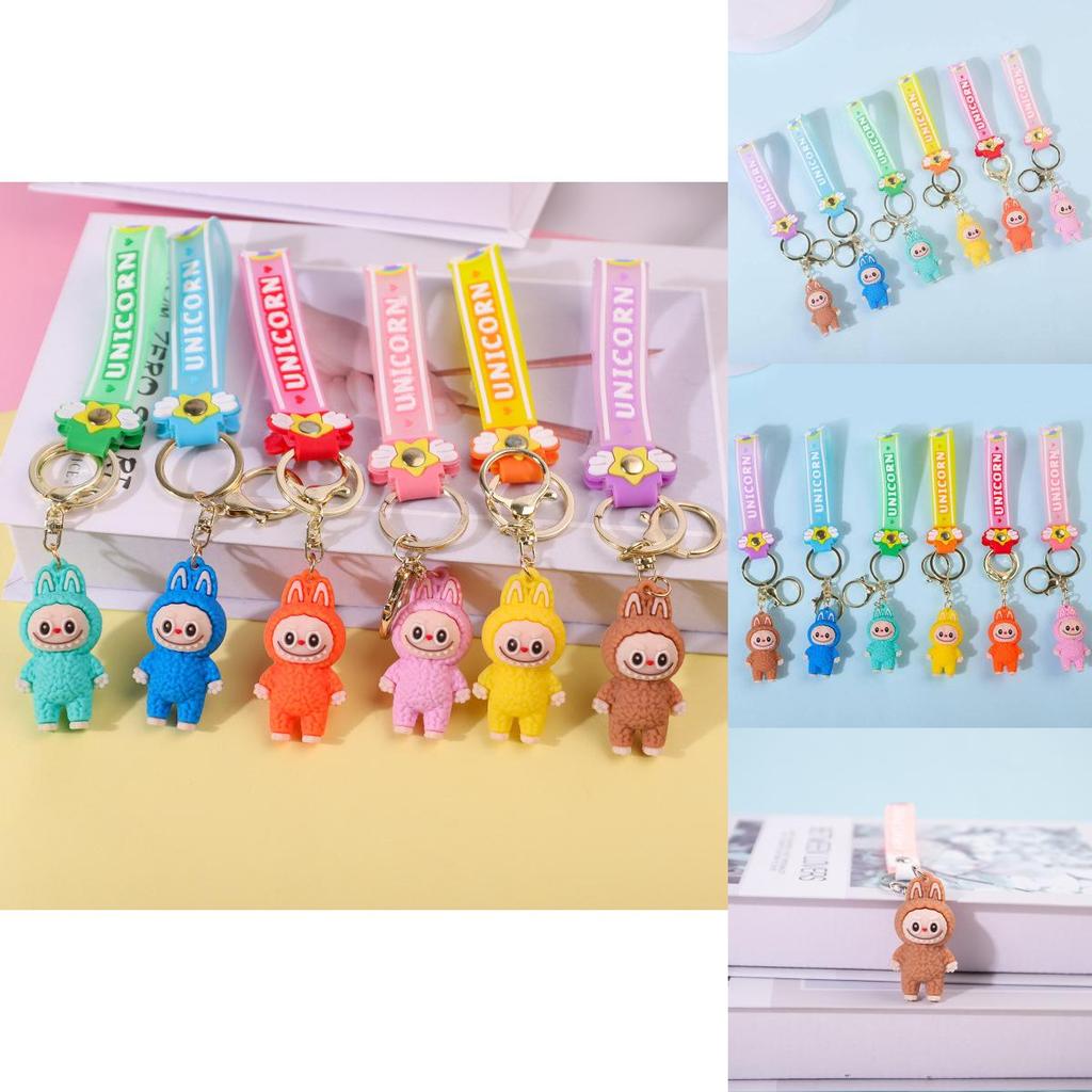 Adorable Cartoon Soft Pvc Sheep Keychain Colorful Cute Keyring Car Bag Ornament