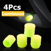 4pcs Luminous Valve Caps Fluorescent Night Glowing Car Motorcycle Bicycle Bike Wheel Tyre Hub Luminous Valve Stem Caps Decors