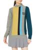 Admiral Golf ADLA289 Women's Multicolor High-Neck Knit Sweater, Gray, Size L