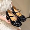 Маленький человек с неглубоким ртом Мэри Джейн туфли-лодочки женские новые весенне-летние квадратный носок модный толстый каблук высокие каблуки