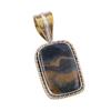 Natural Pietersite Gemstone 925 Solid Sterling Silver TwoTone Pendant 1.25" U0g52