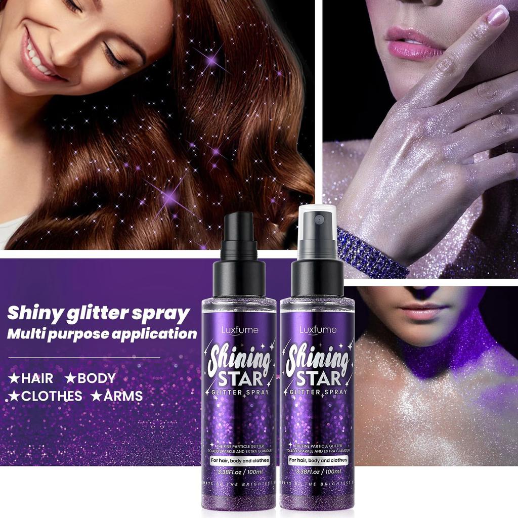 Glitter Spray For Hair And Body, Body Glitter Hairspray For Clothes, Music Festival Face Glitter For Women,Quick-Drying (100ml)