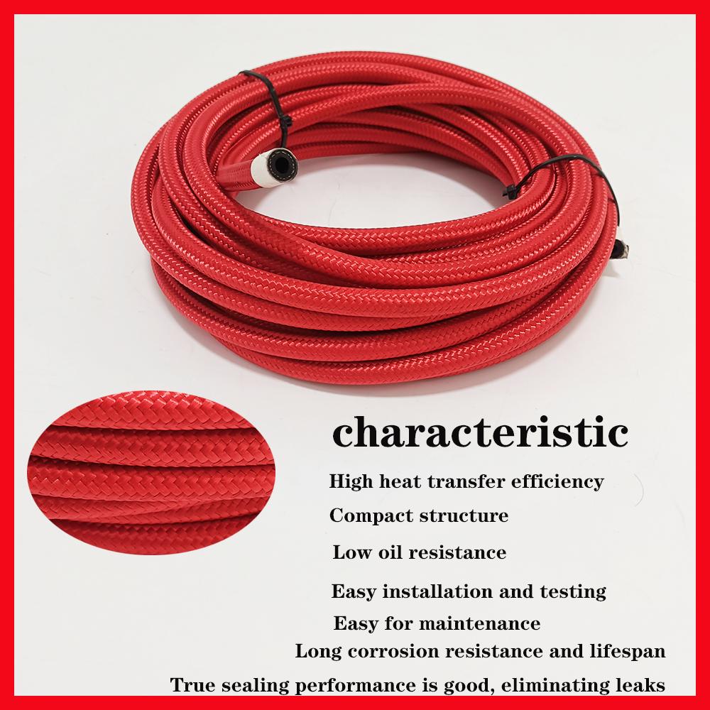 Red Fuel Hose Oil Gas Line1M AN4-AN6-AN8-AN10-AN12-AN16-AN20 Nylon/Stainless Steel Braided Fuel Supply System Accessories