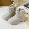 Детские зимние ботинки, уличные ботинки, водонепроницаемые и нескользящие, повседневные хлопковые ботинки для мальчиков, теплые на флисе, ботинки с закрытым носком для девочек