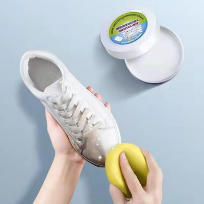 Крем для чистки белой обуви, удалитель пятен, средство для отбеливания обуви, универсальный очищающий крем с губкой для протирки для обуви, кроссовок