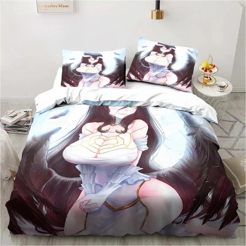 Albedo Overload 3D Print Bedding Set Single Twin Full Queen King Size Bed Set Adult Kid Bedroom Hentai Anime Girl Bedding Gift