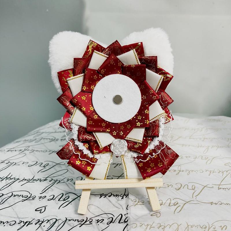 1PC Fabric Ins Style Handmade Diy Badge Holder Anime Peripheral Barrette Holder Cute Cat Ear Display Holder Multi-Colour