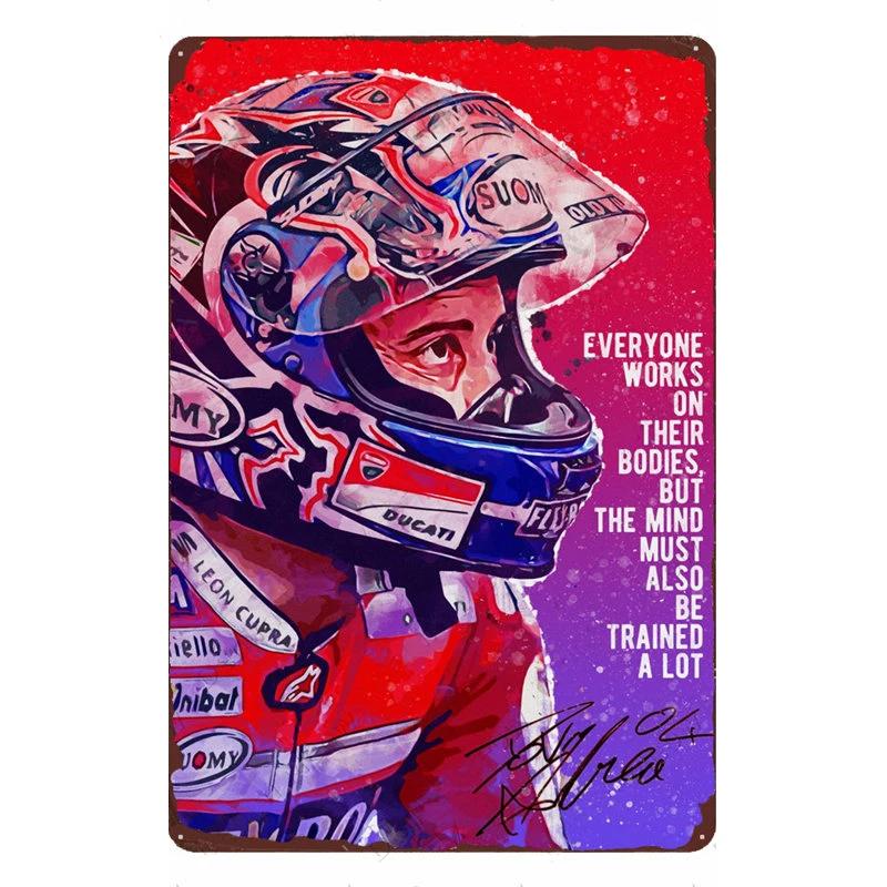 Motorcycle Rider Classic Sports Racing Tin Sign Vintage Metal Poster Decor Man Cave Garage Wall Signs Art Plaques Tin Plate Sign