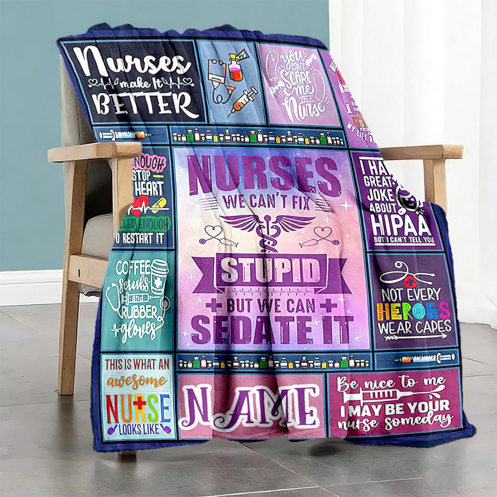 Gifts Nurses Customize Text Blanket Cozy Personalized Blanket Warmthful Decor Perfect for Couch Home Decor Nap Bedding for All Occasions