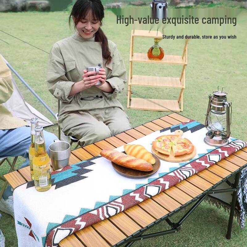 Portable Wood Grain Folding Camping Table
