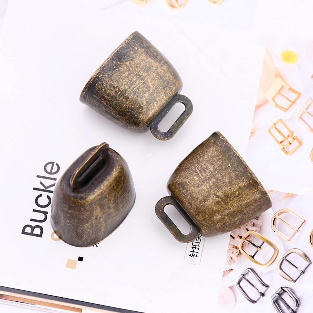 MrMrKura Cowbell Cow Horse Grazing Brass Bell Set Metal Bell Set of 6 Cow Horse Sheep Mini Bell Tin Livestock Animal Hemp Rope Farm Bronze Agriculture