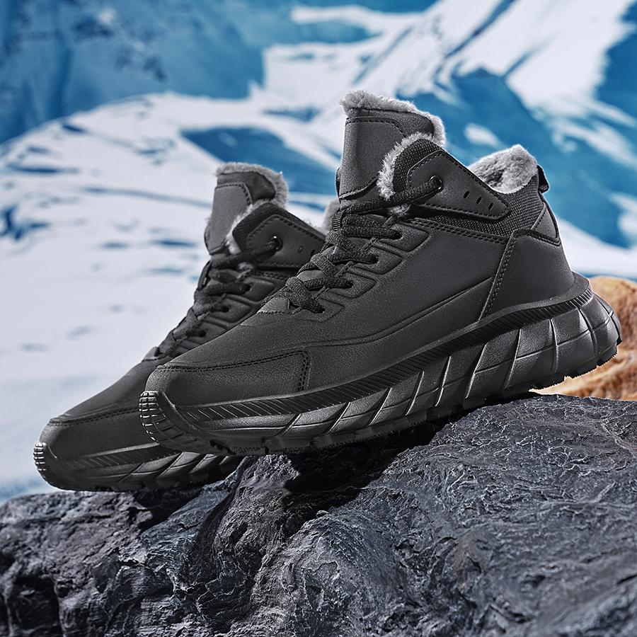 Fashion Men Winter Snow Boots Warm Flocking Thick High Top Outdoor Cotton Shoes Waterproof Anti-slip Cotton Boots