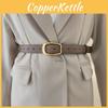 Minimalist White Leather Belt With Gold Buckle For Women And Students