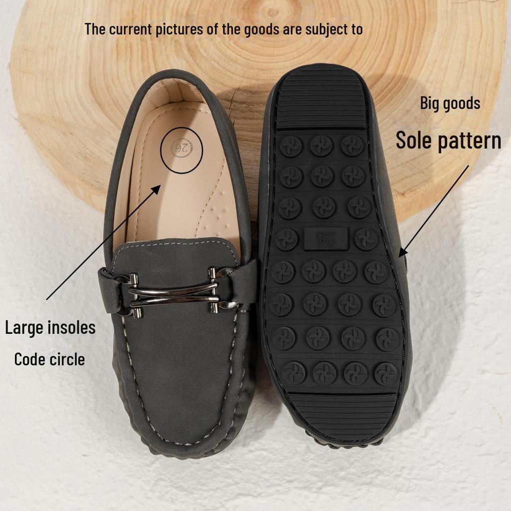 Модные повседневные кожаные туфли для мальчиков в корейском стиле с нескользящей подошвой - мягкая подошва, удобные для осени и зимы