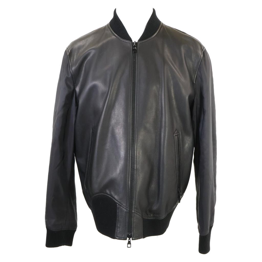 LOUIS VUITTON [Good condition/Domestic regular product] HIL47WTKV Reversible nylon/leather zip-up blouson/ Jacket 50 blackUsed
