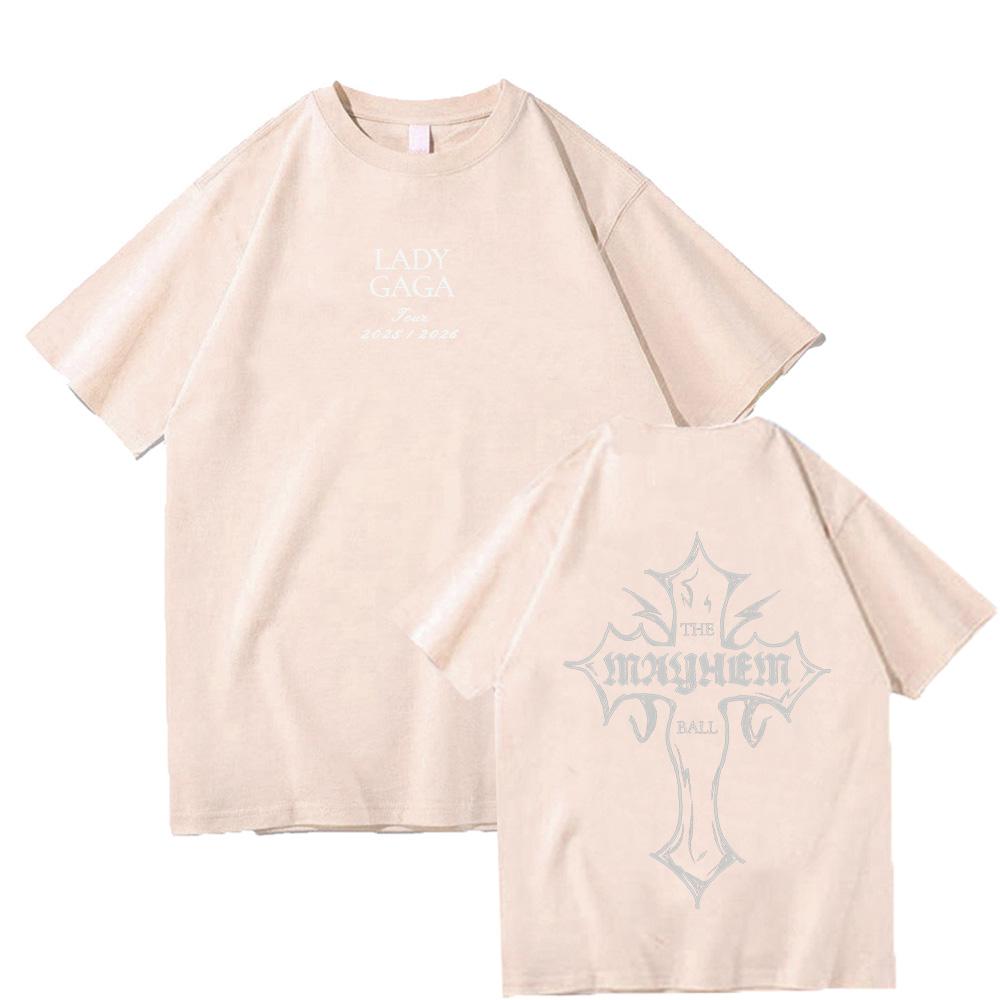 Футболка Lady Gaga MAYHEM с перекрестным вырезом, модные графические футболки для мужчин и женщин, хлопок, высококачественная одежда, уличный топ для активного отдыха