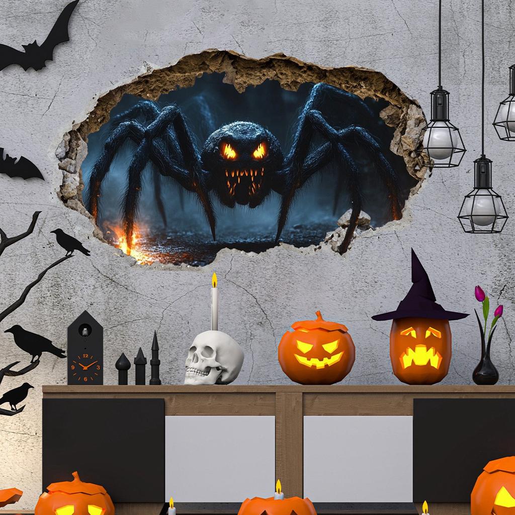 Новые креативные 3D наклейки на стену «Гигантский паук, прорывающий стену» для украшения фона гостиной и спальни, самоклеящиеся наклейки на стену.