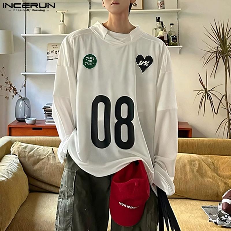 INCERUN Мужские свободные повседневные топы-пуловеры с круглым вырезом и длинным рукавом с принтом