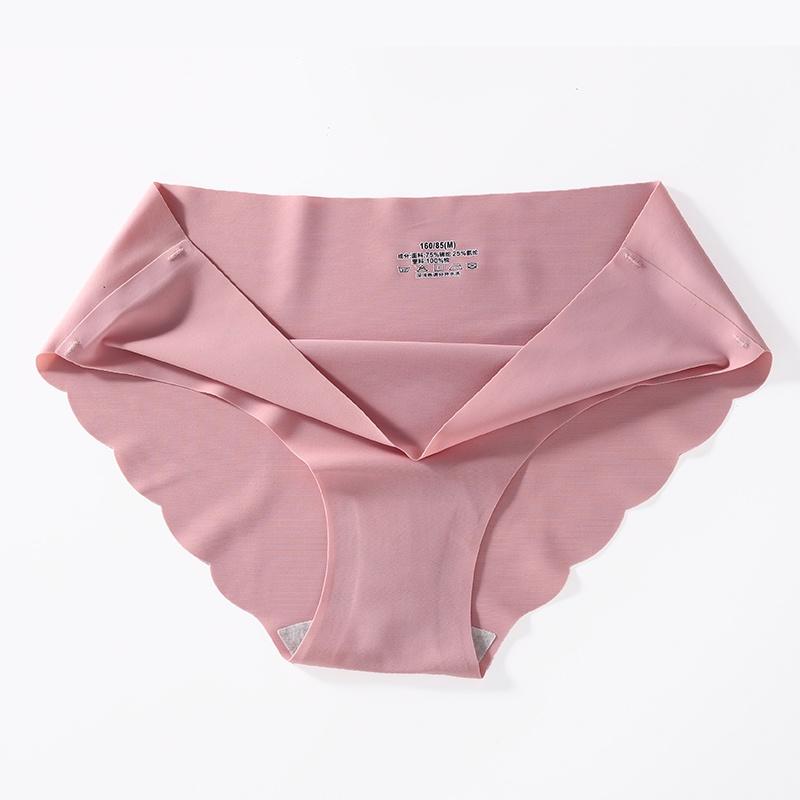 Ice Silk Seamless Panty for Women Deep-V Design One-piece Breathable Mid Rise Sexy Panties Panty