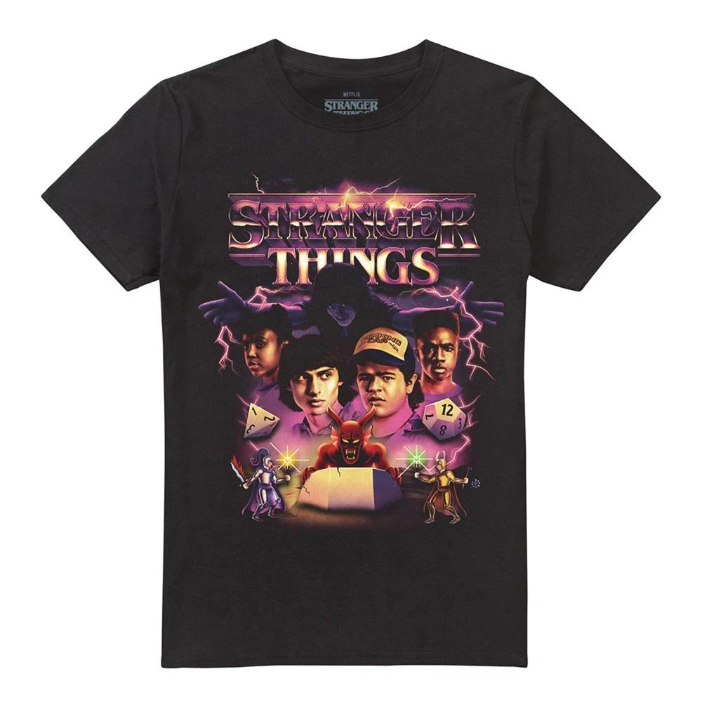 Stranger Things Group Thunder Metal Band Unisex 100% Cotton T-shirt Mens Tees Top S-5XL, Black