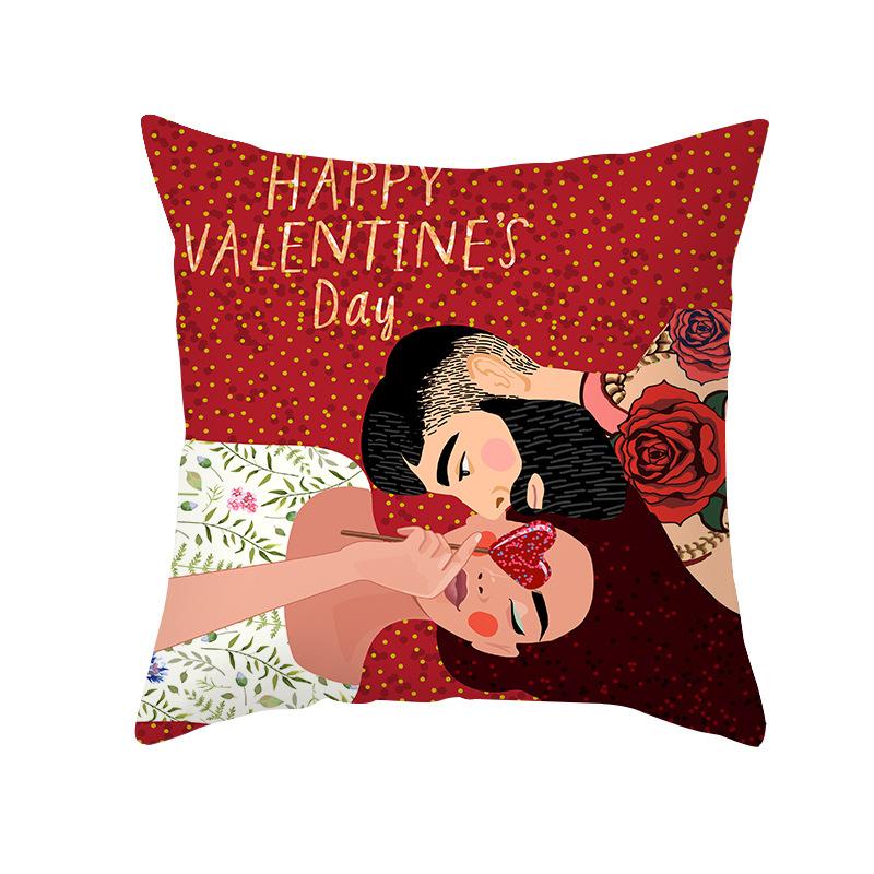 Valentine'S Day Throw Pillow Cover For Home Sofa Armrest Cover Short Plush Printed Cushion Cover For Living Room And Bedroom