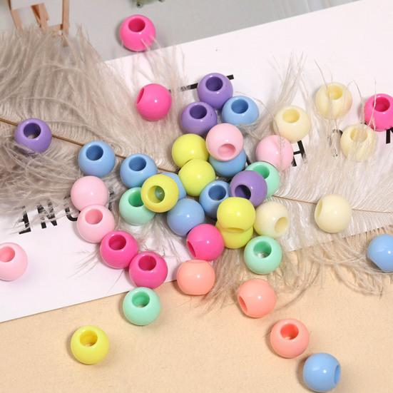 50Pcs Acrylic Big Hole Beads 6mm Center Hole Solid Color Beads Loose Spacer Beads for Jewelry Making DIY Necklace Bracelet