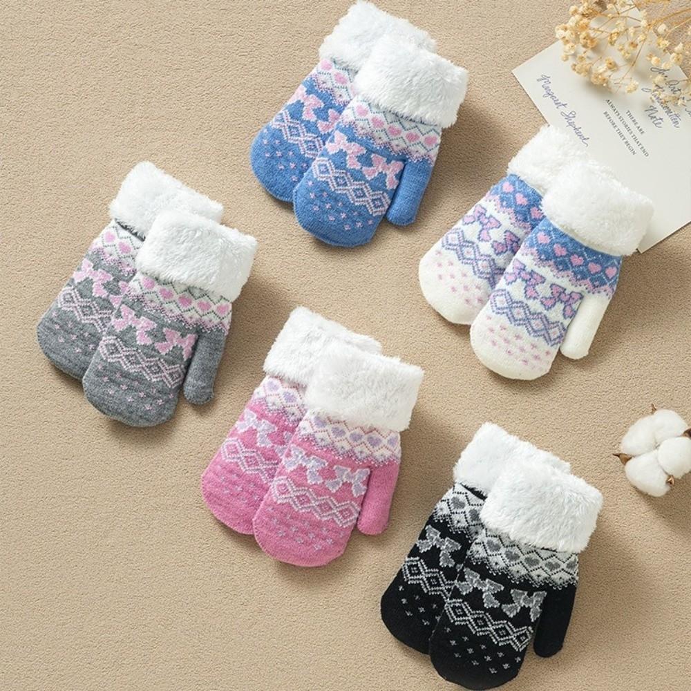 Fleece Lined Children's Mittens Double Layer Kids Warm Gloves New Winter Mittens Winter Wear