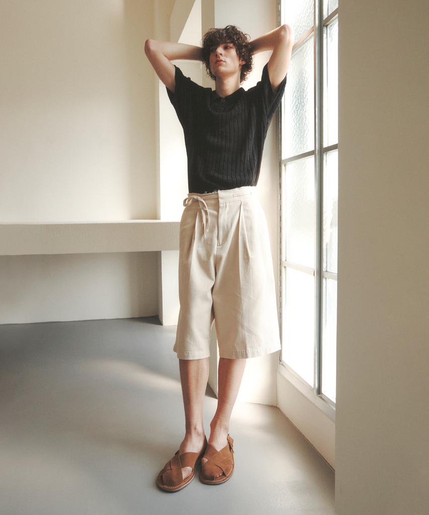 KNITTED Linen Cable Collar Half Knit Black