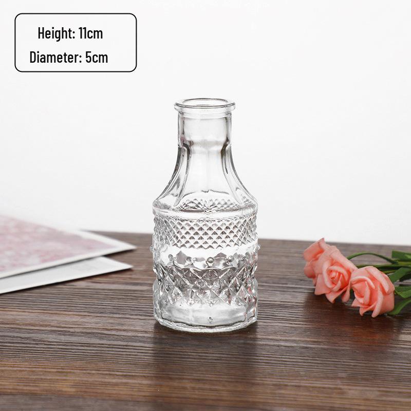 Small French Retro Glass Hydroponic Vase for Home Decor