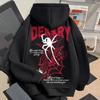 Men's Letter Spider Print Hooded Sweatshirt Y2k Autumn Winter Retro Harajuku Hoodie Long Sleeved Loose Clothing
