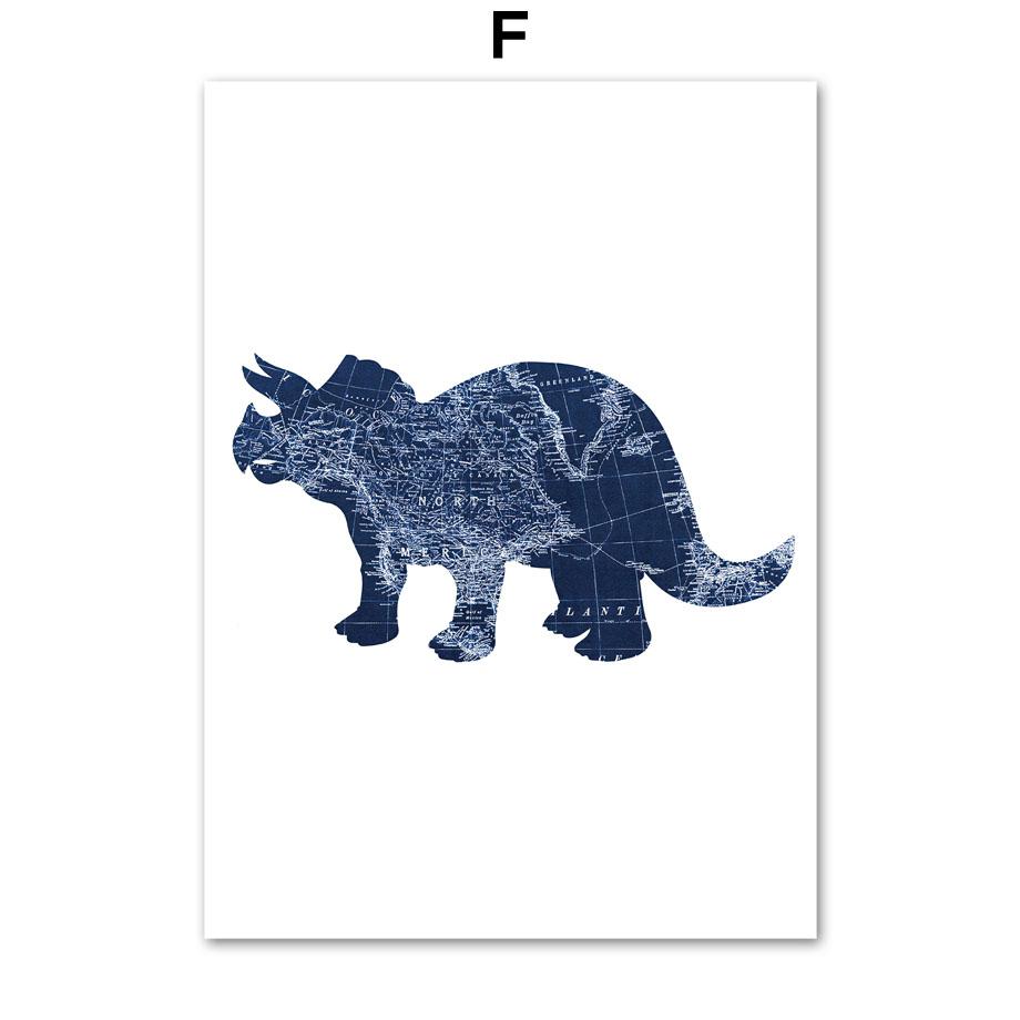 Синий Динозавр Тираннозавр Брахиозавр Настенное Искусство Холст Живопись Скандинавские Постеры и Принты Дино Настенные Картины для Декора Детской Комнаты