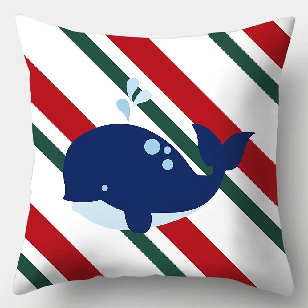 Home Decor Sailor Style Pattern Cushion Cover Square Bedroom Living Room Sofa Marine Theme Printed Cushion Cover 45cmX45cm