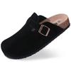 Bebealy Classic Suede Clogs For Women Cork Footbed Beach Slippers Fashion Women Mules With Arch Support Soft Men Clogs Slippers