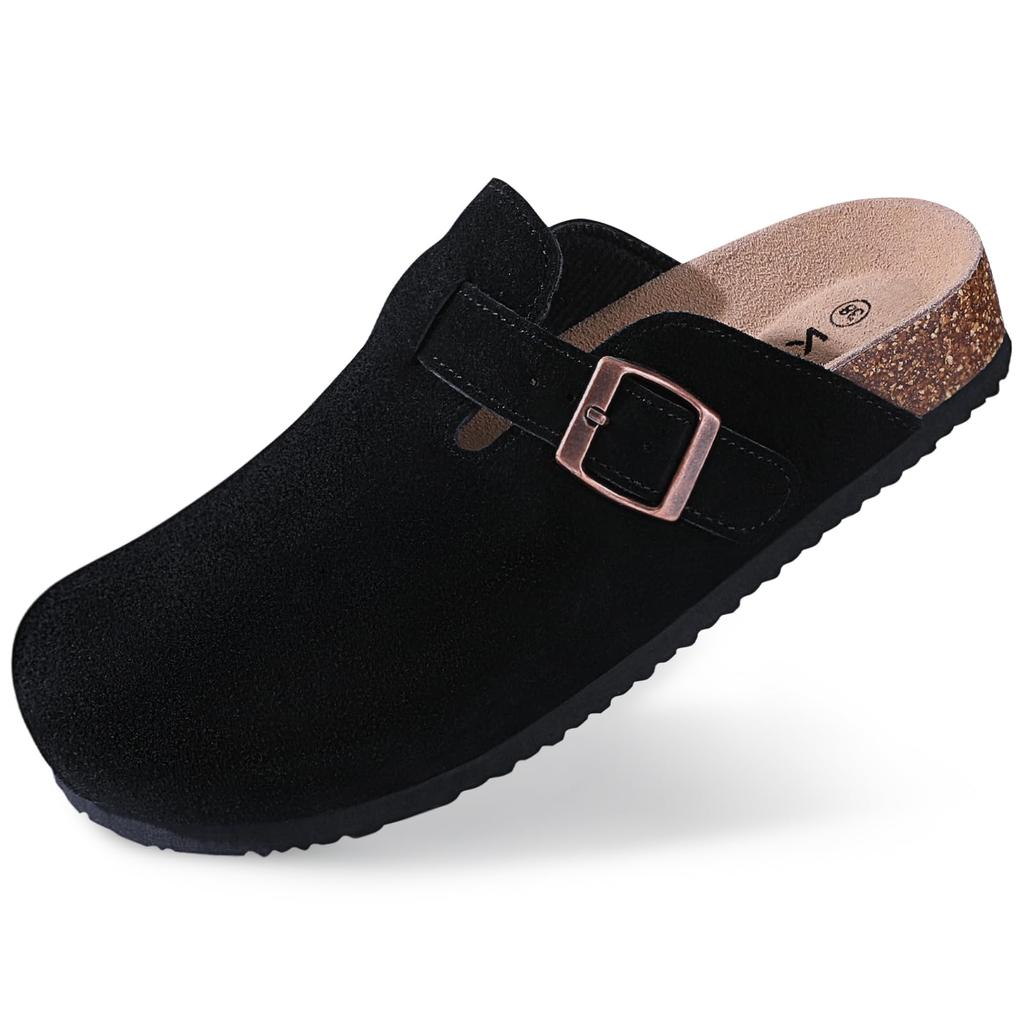 Bebealy Classic Suede Clogs For Women Cork Footbed Beach Slippers Fashion Women Mules With Arch Support Soft Men Clogs Slippers