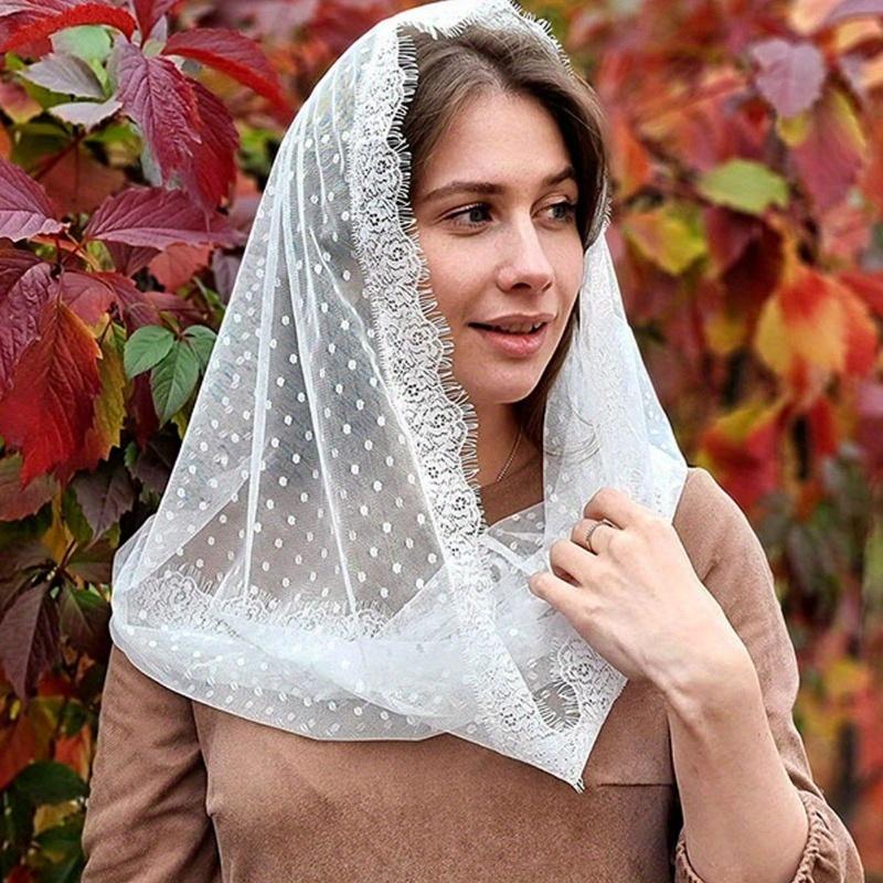 Кружевной Шарф-Вуаль Платок на Голову для Свадьбы Покрытие Головы Шарф Фата для Невесты Вуаль для Православной Церкви для Формальных Мероприятий