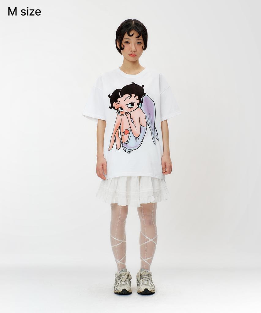 LAUGHER [Betty Boop] Angel T-Shirt - White