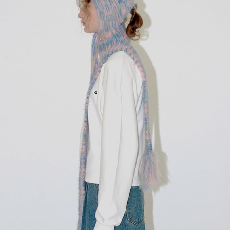 DIAGONAL MOHAIR KNIT MUFFLER (mix1)